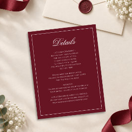 クラシックフォーマルフルディープバーガンディーウェディングディテール エンクロージャーカード