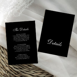 クラシックフォーマルブラック | 結婚式ゲスト詳細カード エンクロージャーカード
