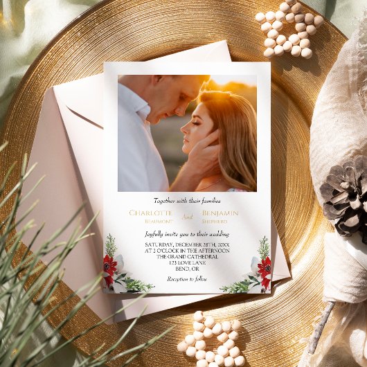 クラシックフォーマルミニマルChristmas結婚 Photo's 招待状