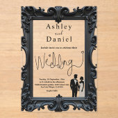 クラシックフォーマル白黒デリケート結婚ズ アクリル招待状 (正面)