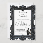 クラシックフォーマル白黒デリケート結婚ズ 招待状 (正面)