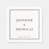 クラシックフォーマル白黒結婚の スタンダードカクテルナプキン (正面)