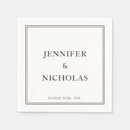 クラシックフォーマル白黒結婚の スタンダードカクテルナプキン