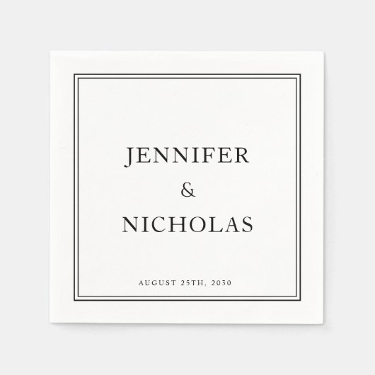 クラシックフォーマル白黒結婚の スタンダードカクテルナプキン (正面)