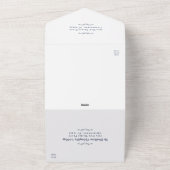 クラシックフォーマル結婚エレガントのネイビー・ブルー・バジェット オールインワン招待状 (外側)