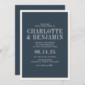 クラシックフォーマル結婚エレガント青縁どフレーム 招待状 (正面/裏面)