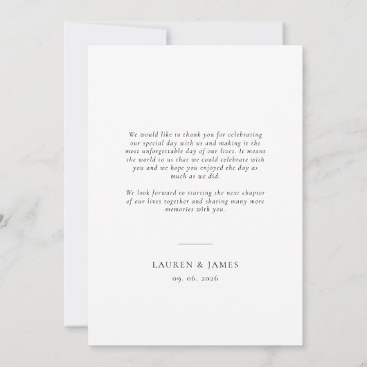 クラシックフォーマル結婚写真サンキューカード サンキューカード (裏面)