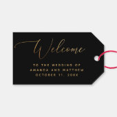 クラシックフォーマル金ゴールドとブラックスクリプ結婚トの歓迎 ギフトタグ (正面(横))