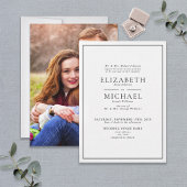 クラシックフォーマル黒と白シンプルの写真結婚の 招待状