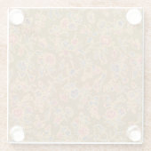 クラシックフラワーチンツかわいらしソフトフローラデザイン ガラスコースター (裏面)