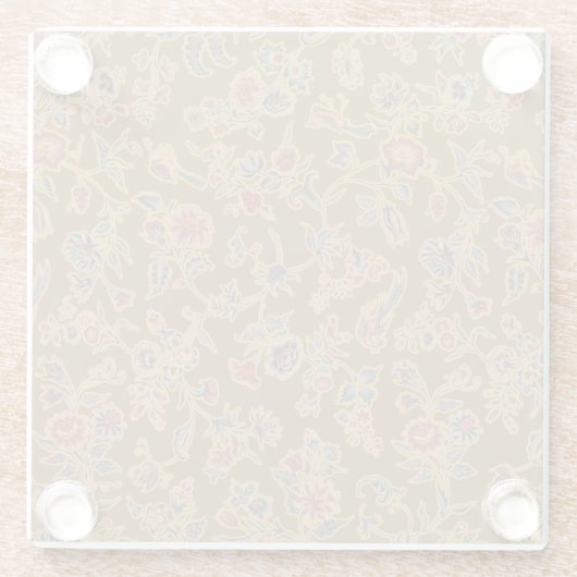 クラシックフラワーチンツかわいらしソフトフローラデザイン ガラスコースター (裏面)