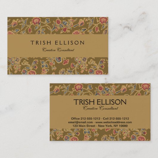 クラシックフラワーチンツかわいらしソフトフローラデザイン 名刺 (正面/裏面)