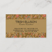 クラシックフラワーチンツかわいらしソフトフローラデザイン 名刺 (裏面)