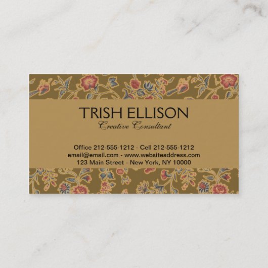 クラシックフラワーチンツかわいらしソフトフローラデザイン 名刺 (裏面)