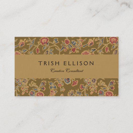 クラシックフラワーチンツかわいらしソフトフローラデザイン 名刺 (正面)