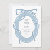 クラシックフランスのエレガントダスティブルーコケットボウ 招待状 (正面)