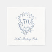 クラシックフランスのビクトリアンブルーバースデーパーティー スタンダードカクテルナプキン (正面)