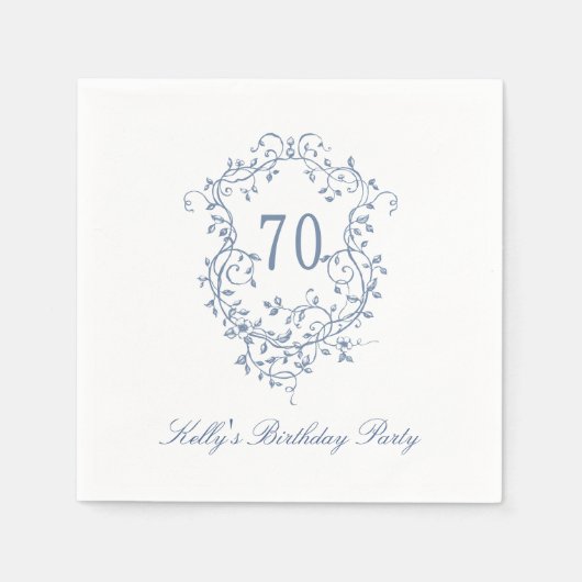 クラシックフランスのビクトリアンブルーバースデーパーティー スタンダードカクテルナプキン (正面)