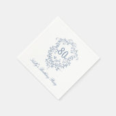 クラシックフランスのビクトリアンBlue 80th誕生日パーティー スタンダードカクテルナプキン (角)