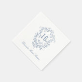 クラシックフランスのブルーフローラクレストスウィート16誕生日 スタンダードカクテルナプキン (角)