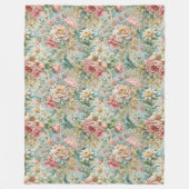 クラシックフランスのロココ混入植物学デザイン フリースブランケット (正面)