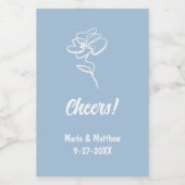 クラシックフランスの青エレガントフローラスケッチ ワインラベル (シングルラベル)