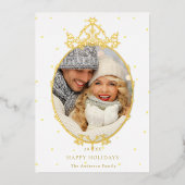 クラシックフランスのFrame Christmas写真金ゴールド 箔シーズンカード (正面)