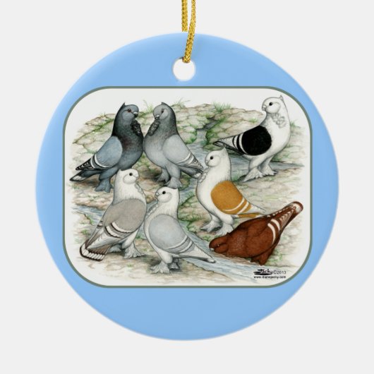 クラシックフリルの野鳩 セラミックオーナメント (正面)