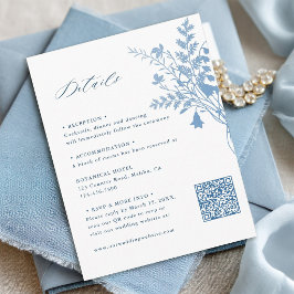 クラシックフレンチブルーの植物画を使った結婚式の詳細 エンクロージャーカード
