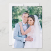 クラシックフレンチブルーの花とリボンの結婚式 サンキューカード (裏面)