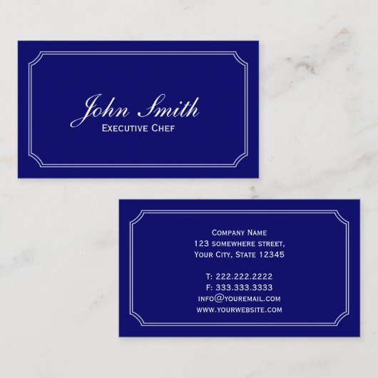 クラシックフレームネイビーブルーシェフプロフェッショナル 名刺 (正面/裏面)