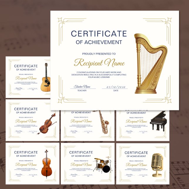クラシックフレームハープコース修了証書 (Classy Frame Music Course Harp Award Certificate)