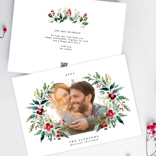 クラシックフレームリース写真クリスマス シーズンカード