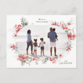 クラシックフレームリース写真クリスマス シーズンポストカード (正面)