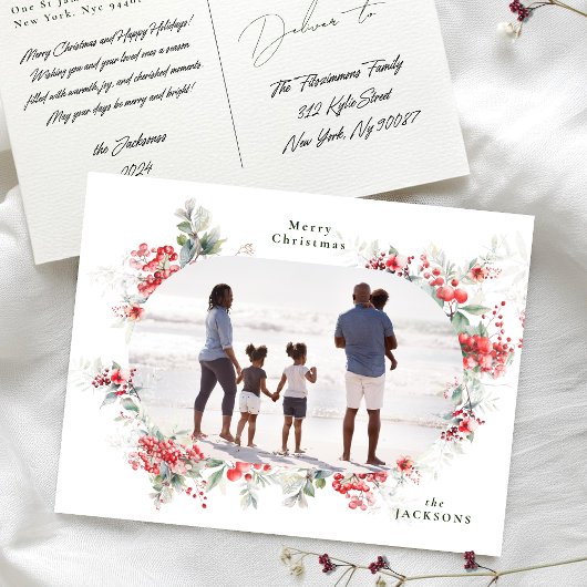 クラシックフレームリース写真クリスマス シーズンポストカード