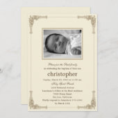 クラシックフレーム光洗礼/《キリスト教》洗礼式や命名式招待状 招待状 (正面/裏面)