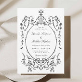 クラシックフレーム白結婚黒 招待状