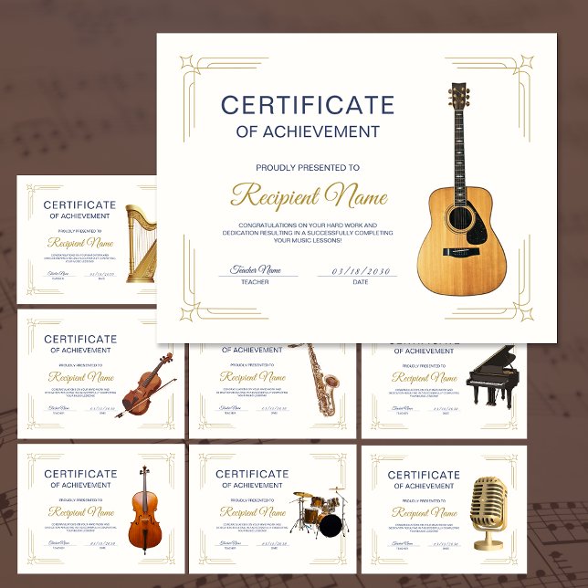 クラシックフレーム音楽コースギター賞状 (Classy Frame Music Course Guitar Award Certificate)