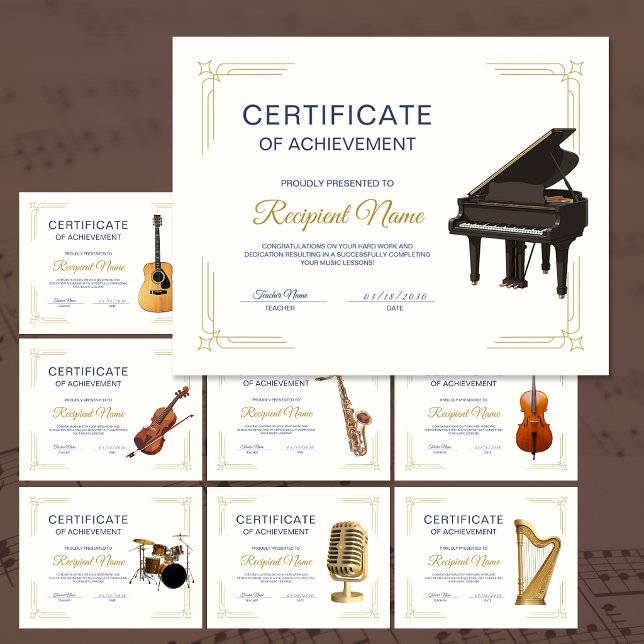 クラシックフレーム音楽コースピアノ賞状  (Classy Frame Music Course Piano Award Certificate)