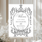 クラシックフレーム黒と白結婚の歓迎 ポスター