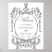 クラシックフレーム黒と白結婚の歓迎 ポスター (正面)