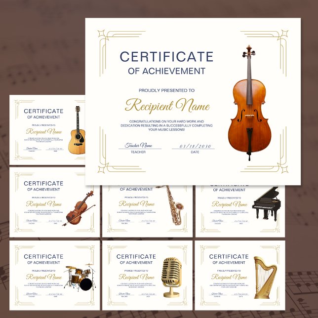 クラシックフレーム チェロ弦楽コース修了賞状 (Classy Frame Cello String Course Award Certificate)