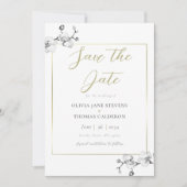 クラシックフレーム ホワイトオーキッド ウェディング セーブザデート 招待状 (正面)
