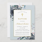 クラシックフローラと金箔バプテスマ 招待状 (正面)