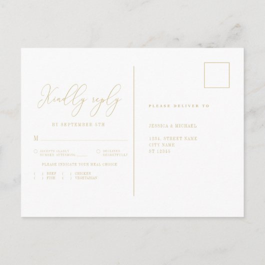 クラシックフローラの結婚食事の選択RSVP ポストカード (裏面)