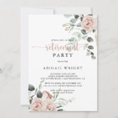 クラシックフローラほこりっぽいピンクローズパーティー 招待状 (正面)