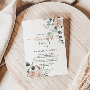 クラシックフローラほこりっぽいピンクローズパーティー 招待状