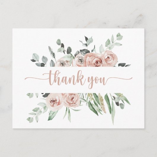 クラシックフローラほこりっぽいピンクローズ ポストカード (正面)