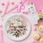 クラシックフローラアルコールインクス結婚タン ペーパープレート (パーティー)