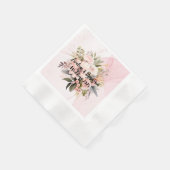クラシックフローラアルコールインクス結婚タン 縁ありカクテルナプキン (角)
